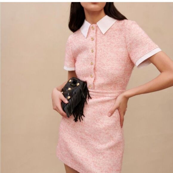 Maje NEW Ranello Pink Tweed women's Dress size 6